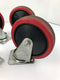 Red Industrial Casters 5" x 1-1/4" Metal Base Plastic Wheels (Lot of 4)