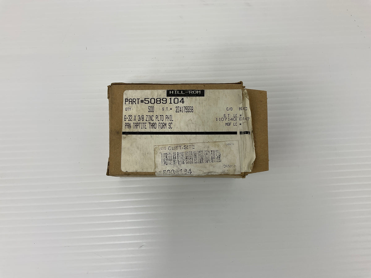 Box of 5089104 Hardware 6-32x3/8 Zinc PLTD Phil Screws (Box of 500)