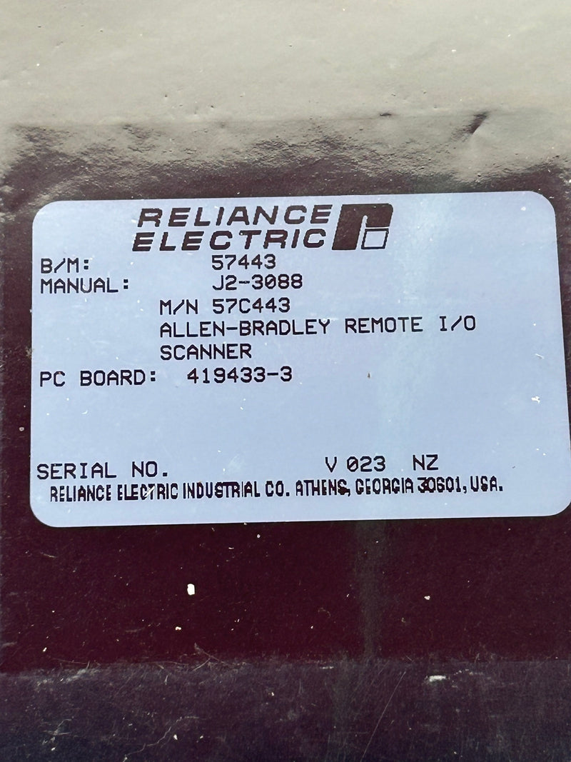 Reliance Electric 57C443 Allen-Bradley Remote IO Scanner Interface 57443 J2-3088