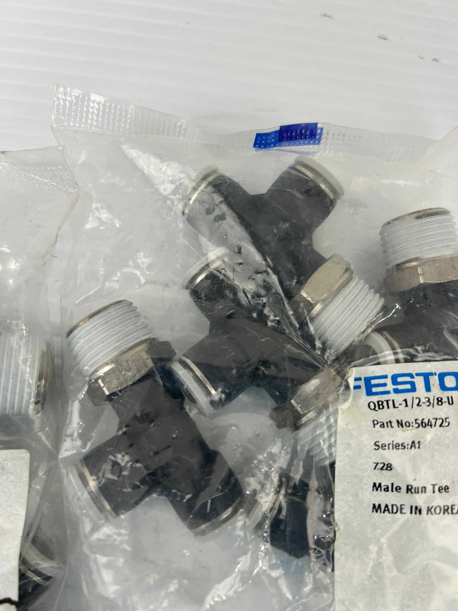 Festo QBTL-1/2-3/8-U Fitting 564725 Series A1 Male Run Tee - Lot of 10