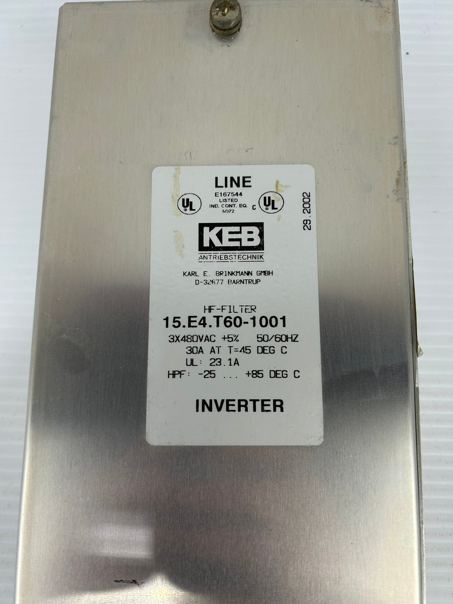 KEB 15.E4.T60-1001 HF Filter 480V 30A 3 Phase Inverter Line