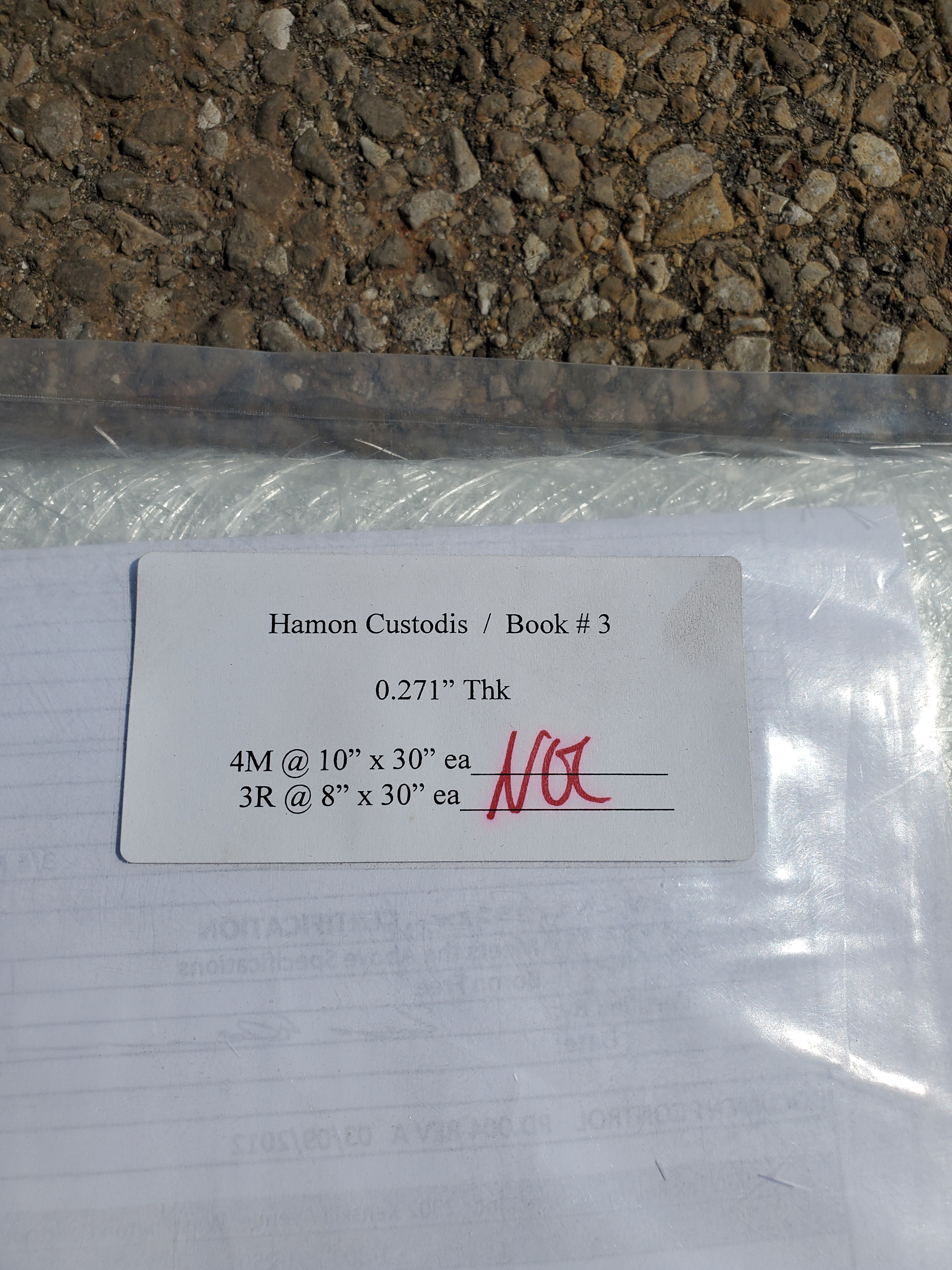 Book # 3 Fiberglass Insulation Blanket 0.271" Thick 3R @ 8" x 30"