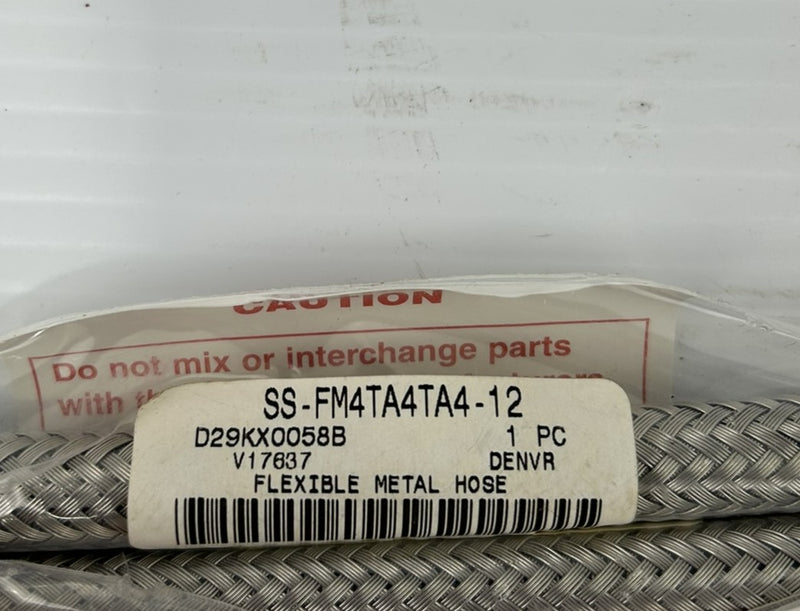 Swagelok SS-FM4TA4TA4-12 Stainless Steel Flexible Metal Hose - Lot of 2