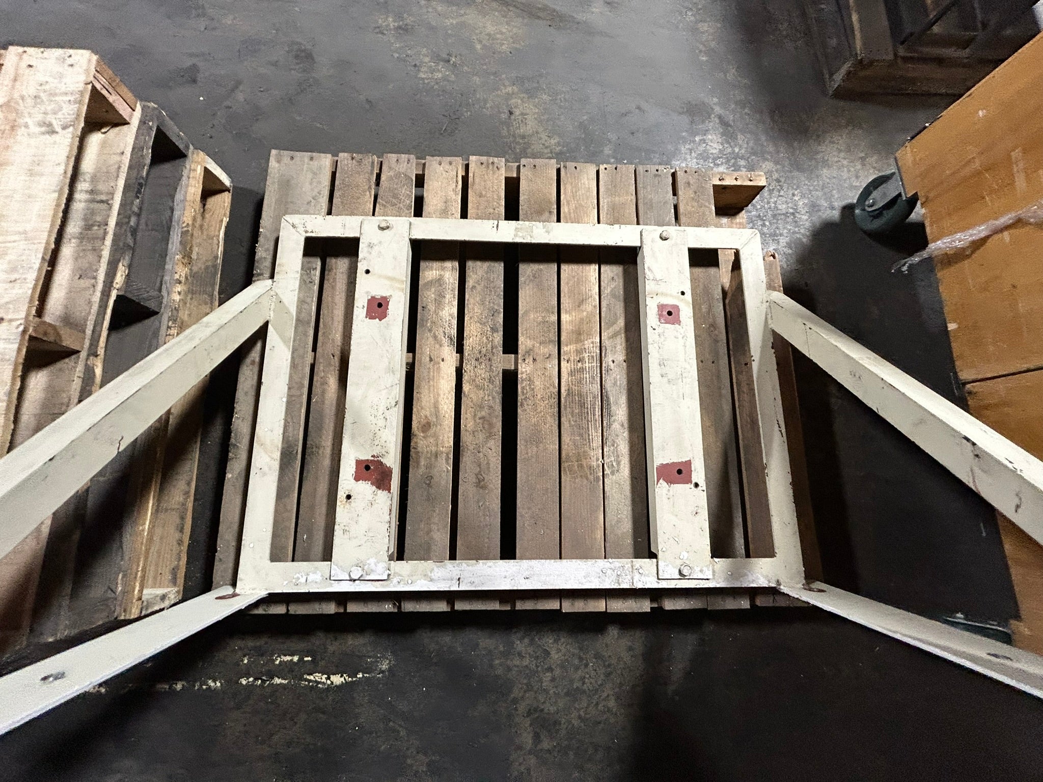 White Forklift Battery Charger Mount Frame Holder - No Hardware