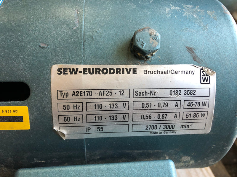 SEW-Eurodrive DFT80N4VS-KS Gear Motor A2E170-AF-25-12 1HP 3PH 1700 RPM