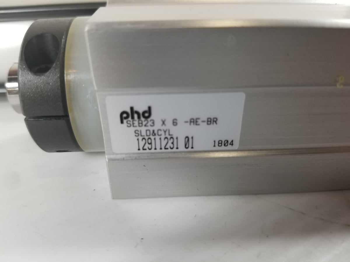 PHD SEB23 X 6-AE-BR Pneumatic Slide Cylinder 12911231-01 SEB23X6-AE-BR-H4