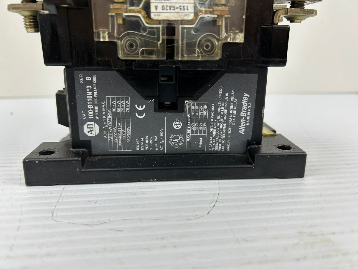 Allen Bradley 100-B110N*3 Contactor Series B Coil 110/120V