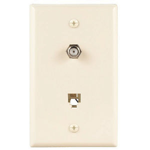 Cooper 3535-4LA Light Almond Coax Jack and Four Wire Telephone Jack Wall Plate