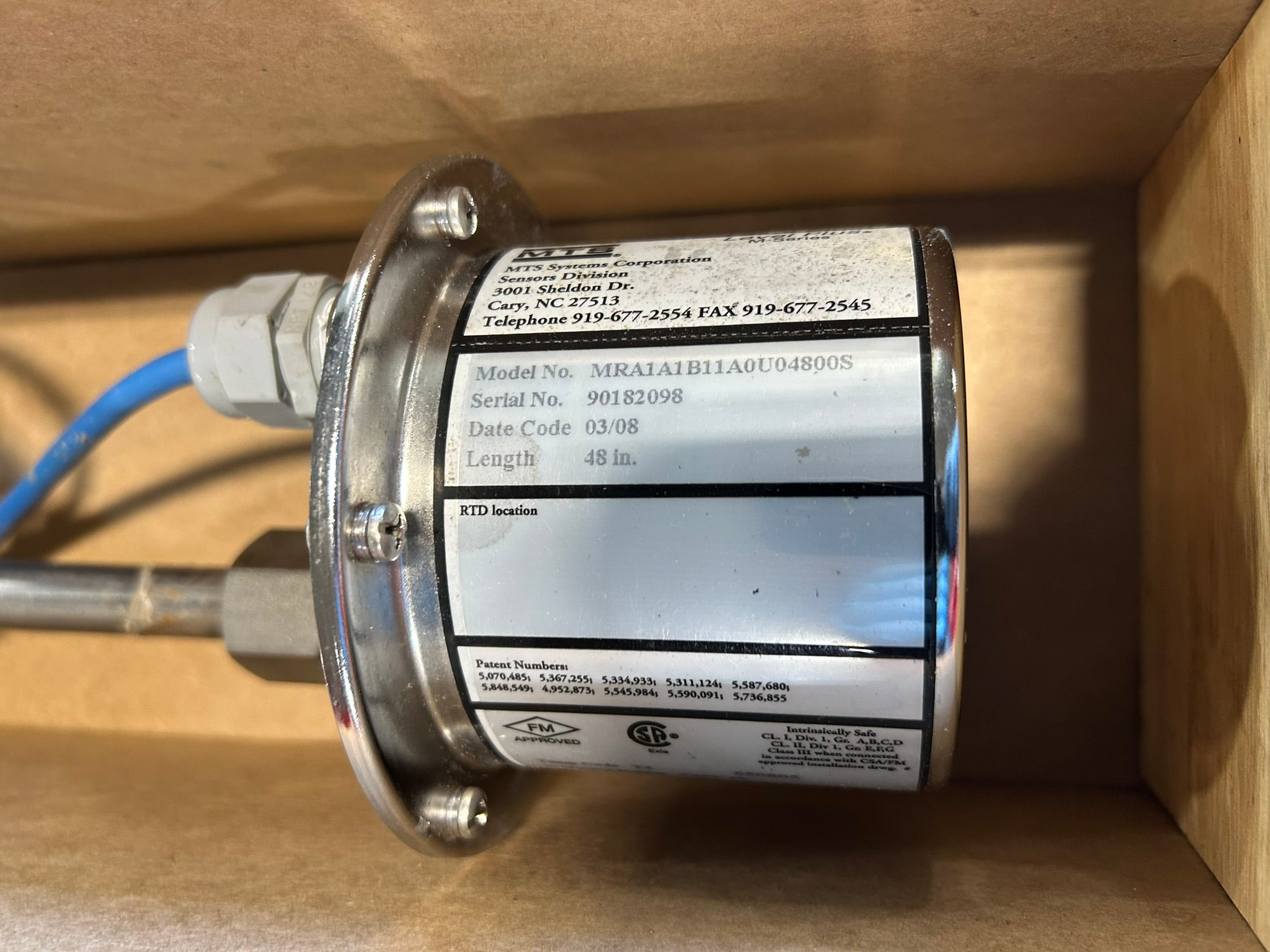 MTS MRA1A1B11A0U04800S Liquid Level Sensor Level Plus M-Series 48" Long