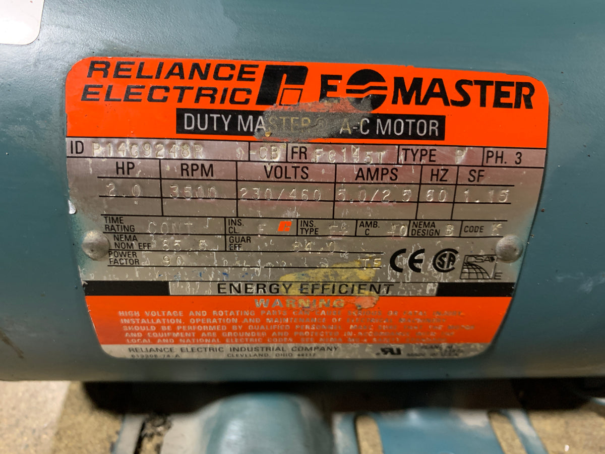 Reliance P14G9248P Electric AC Motor 2 HP 3 PH 3500 RPM