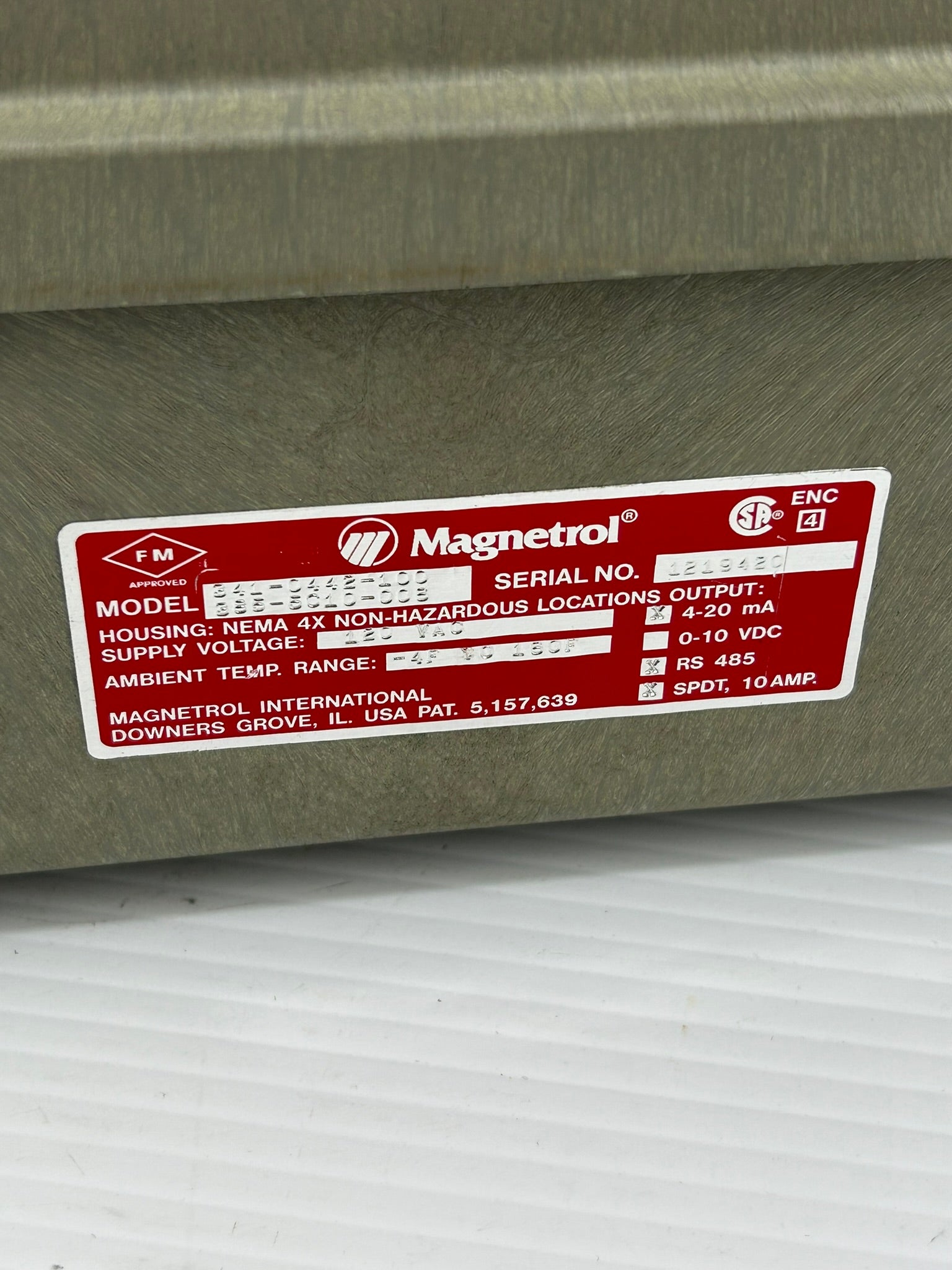 Magnetrol 341 Ultrasonic Flow Level Transmitter 341-0442-100 385-5C10-006 120VAC