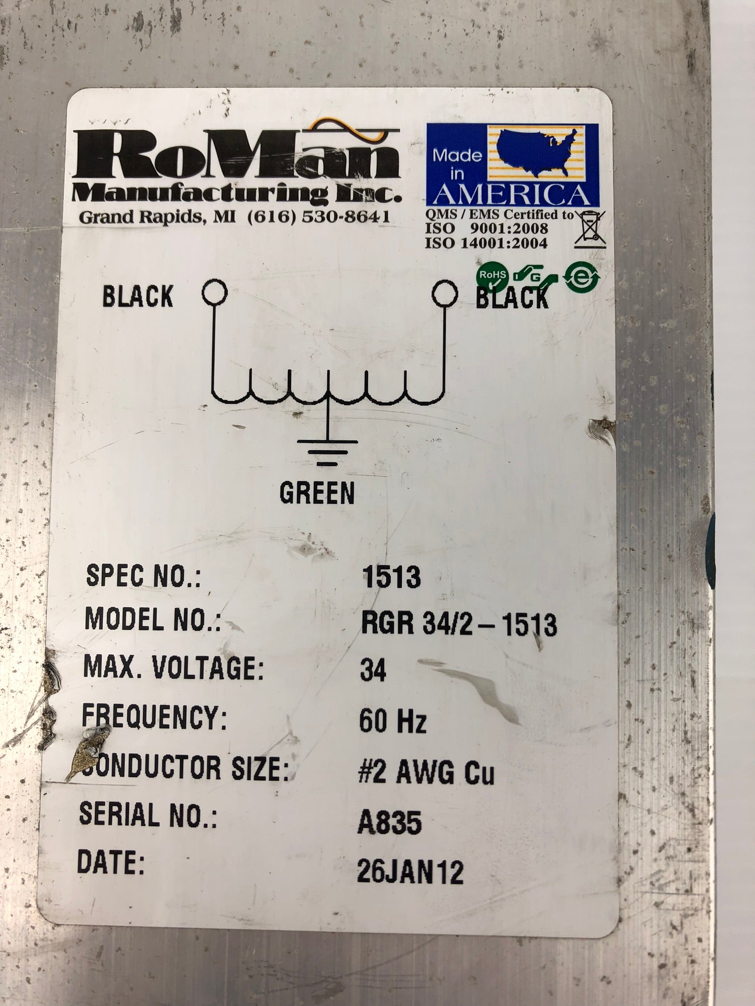 Roman RGR 34/2-1513 Transformer Welding Grounding Reactor