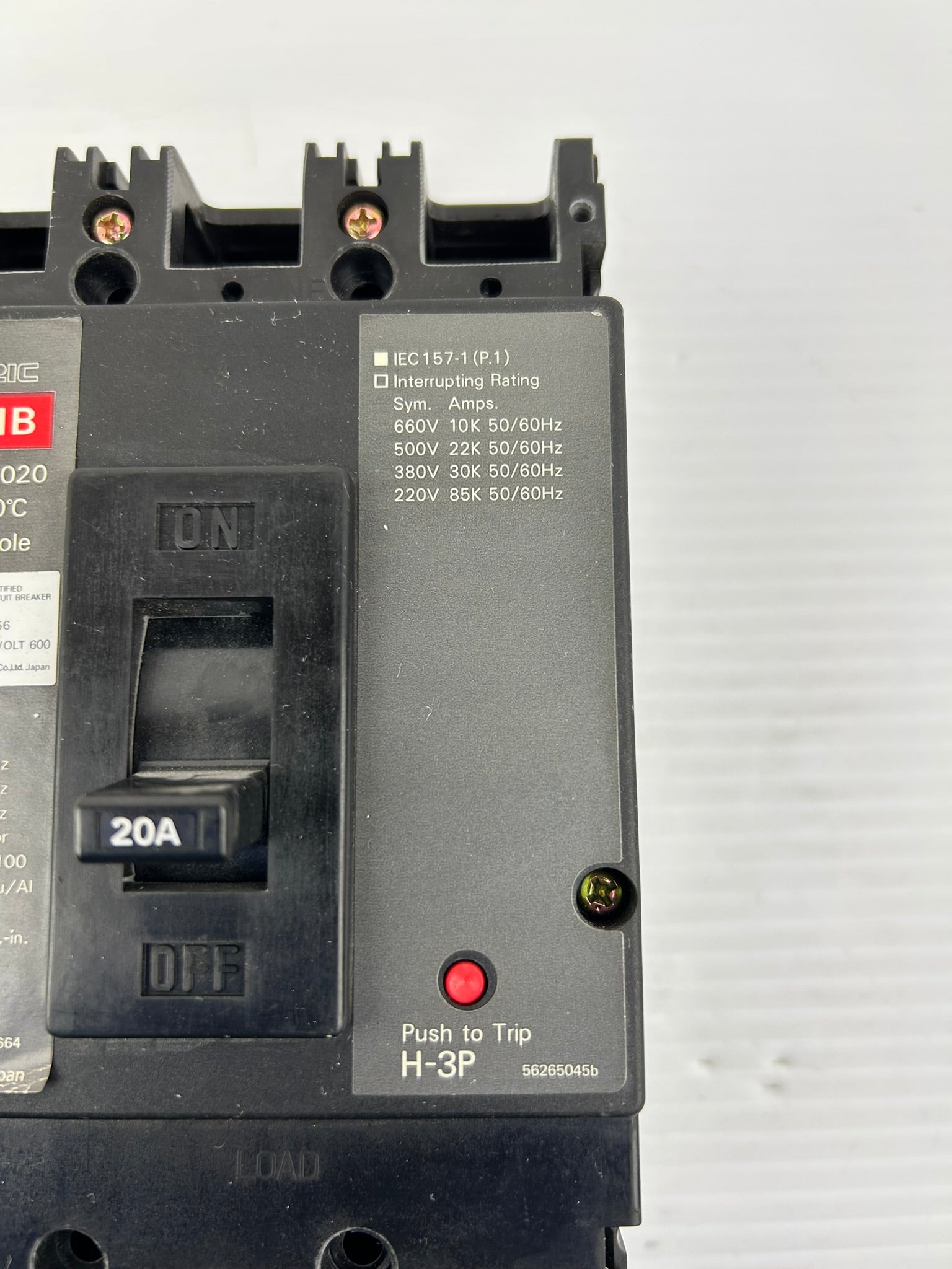Fuji Electric BU-FHB3020 Circuit Breaker 20 Amp 600VAC 3 Pole