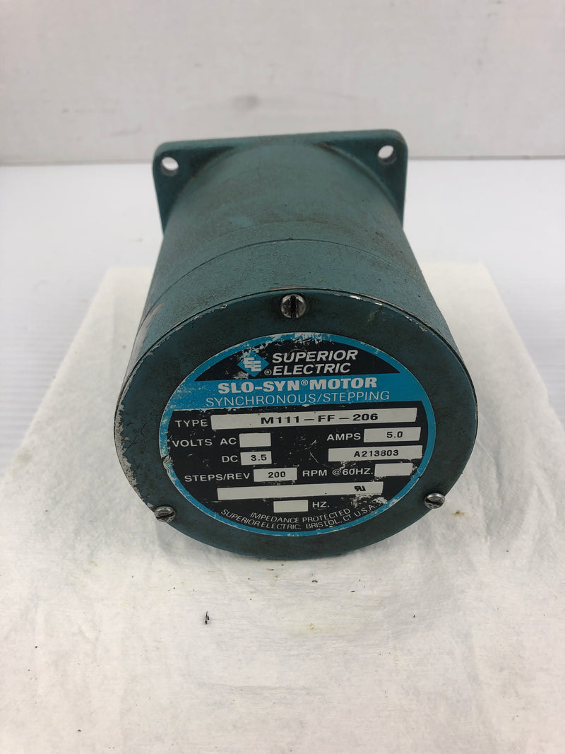 Superior Electric M111-FF-206 SLO-SYN Stepping Motor 200 RPM 5.0A 3.5VDC