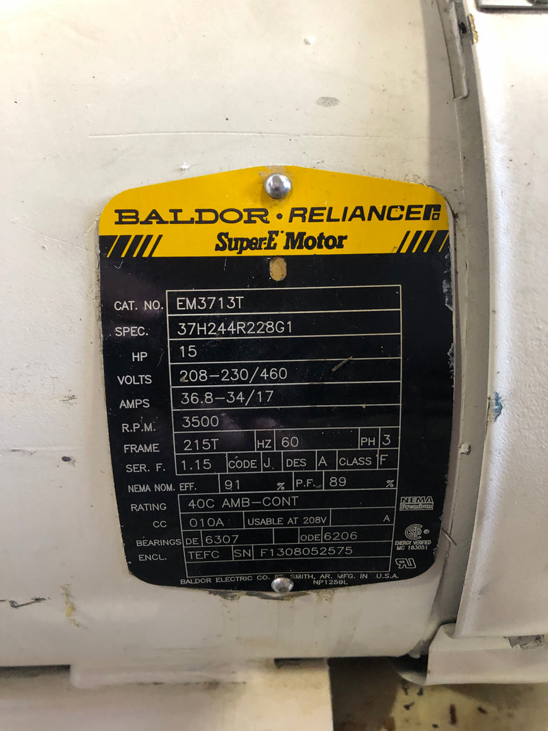 Baldor Reliance EM3713T Super-E Motor 15HP 3500RPM 3PH 215T Frame