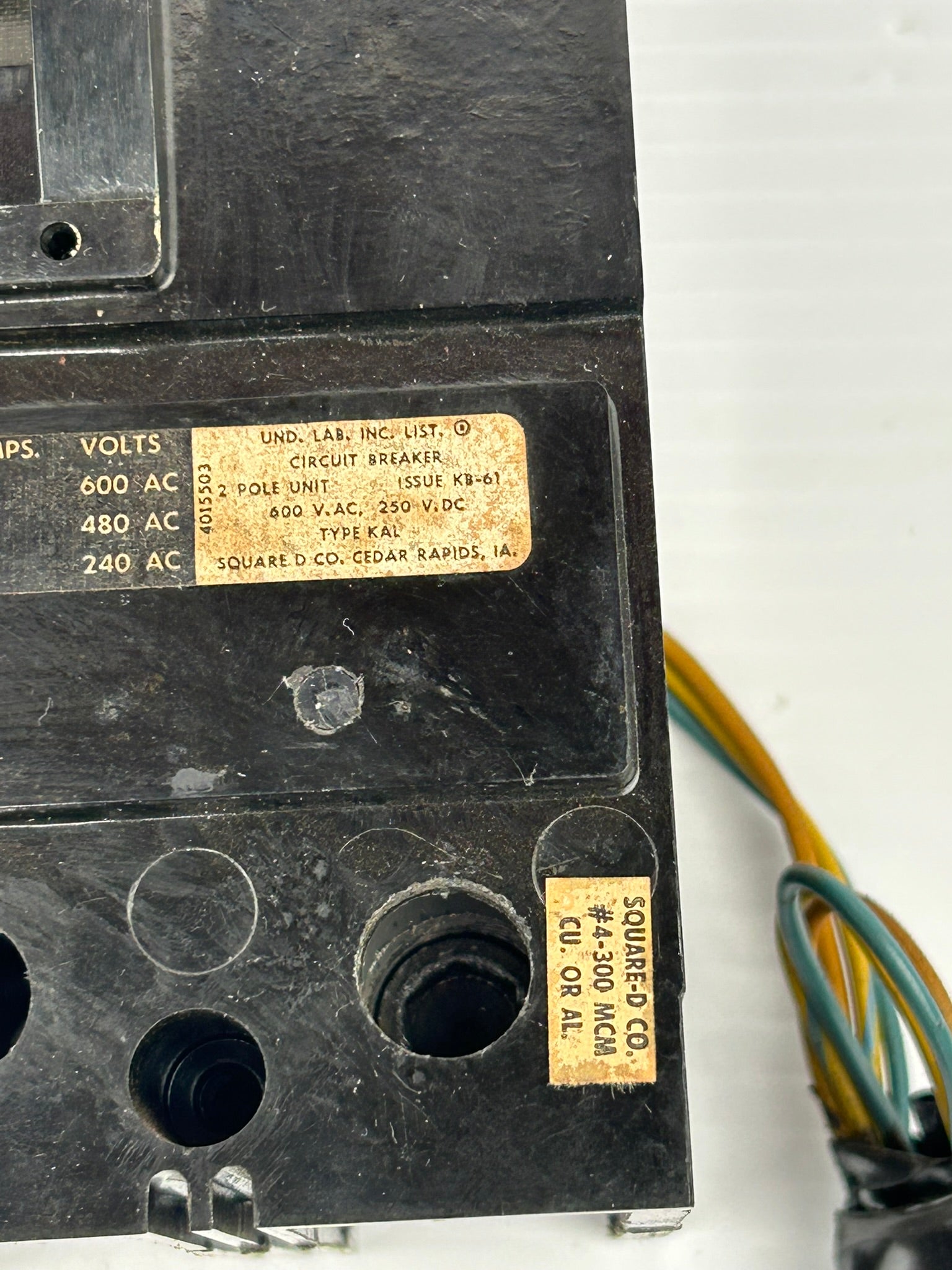 Square D KAL-26125 Circuit Breaker KAL26125 125A 2 Pole 600VAC 250VDC KAL KB-61