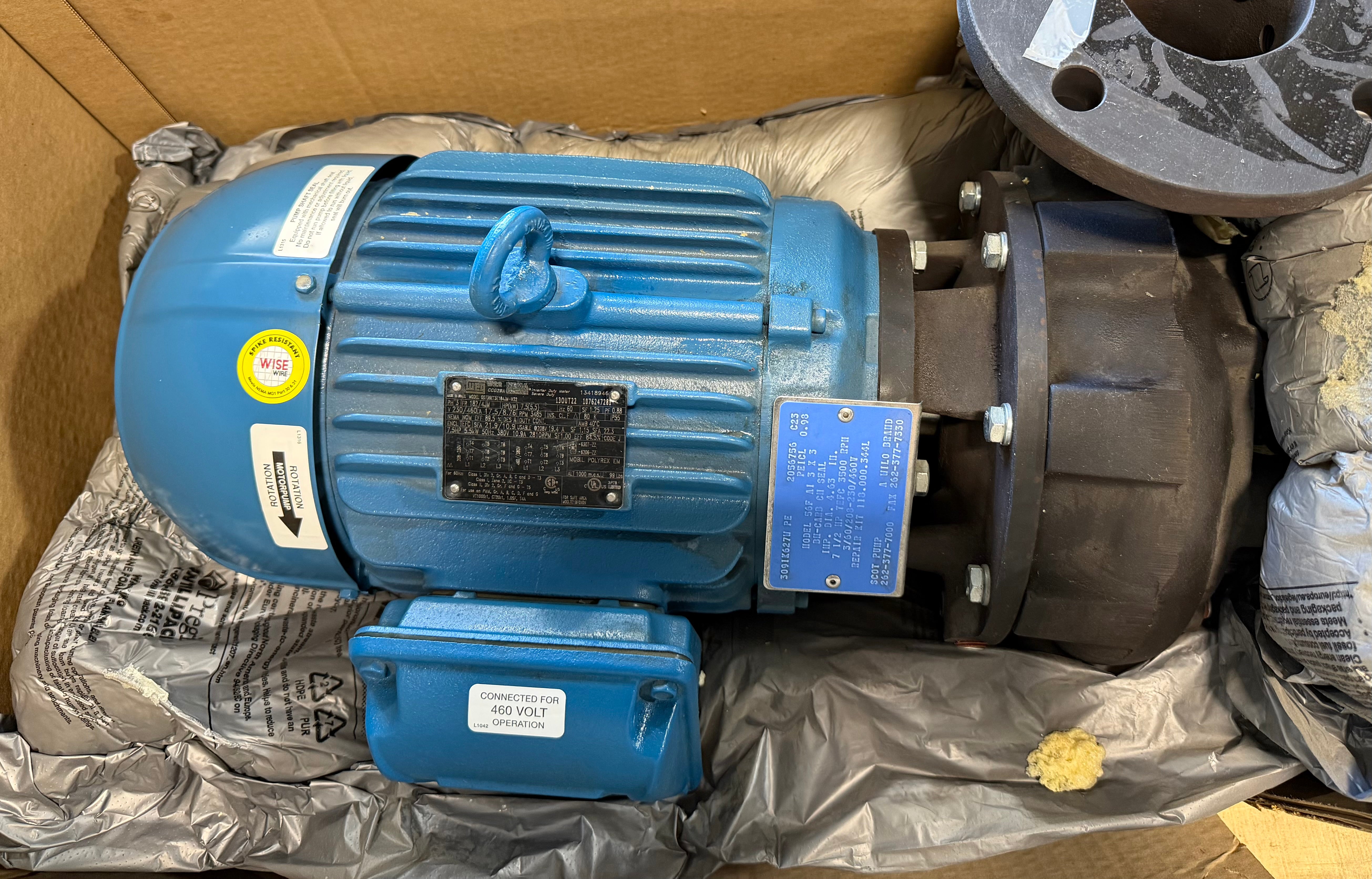 Scot Pump 3091K627W 7.5HP Centrifugal Pump 230/460V 3PH WEG 182/4JM NEW