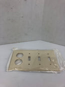 Leviton P38-T Ivory Three Toggle / One Duplex Combo Wall Plate - Lot of 2