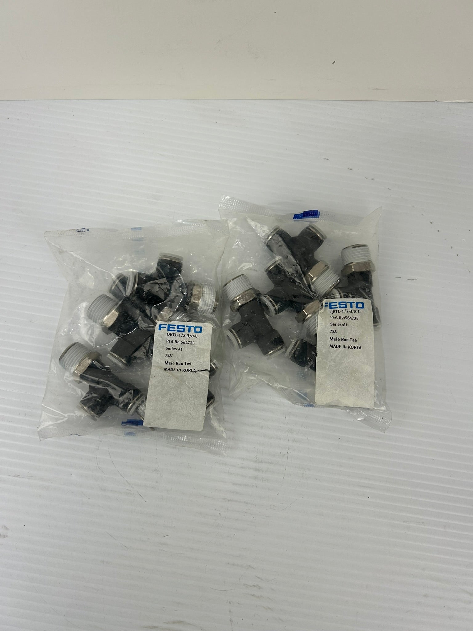 Festo QBTL-1/2-3/8-U Fitting 564725 Series A1 Male Run Tee - Lot of 10