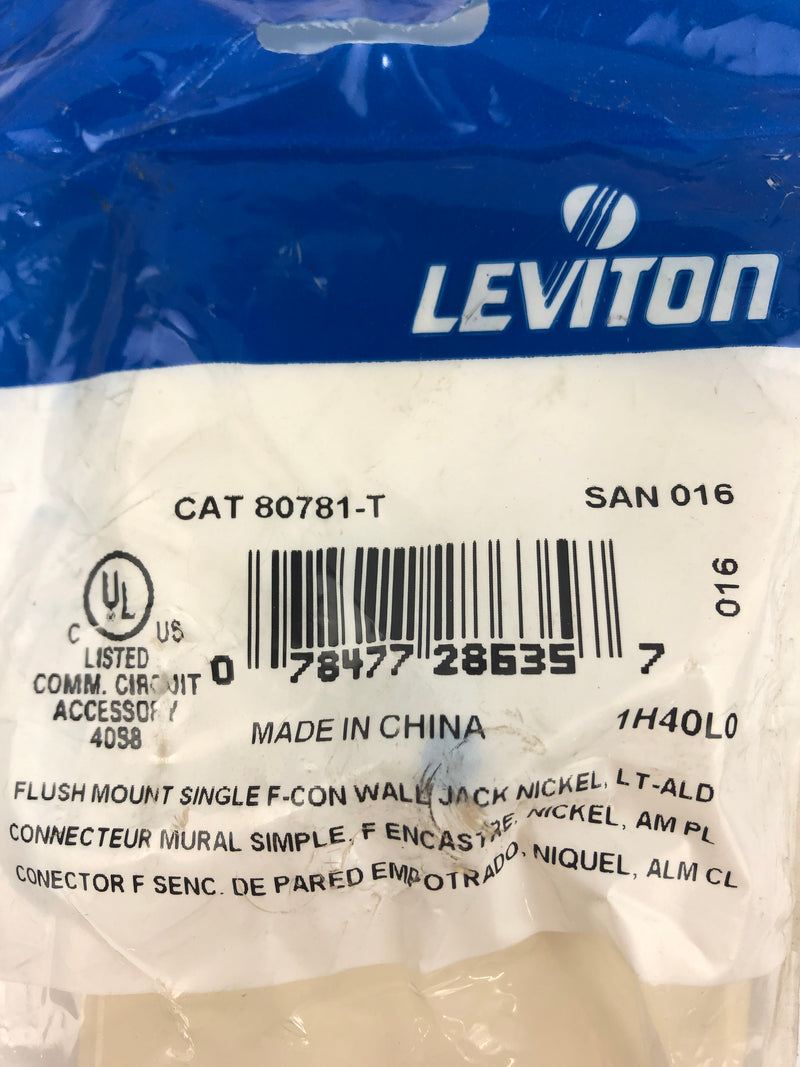 Leviton 80781-T Flush Mount Single F-Con Wall Jack - Almond - Lot of 5