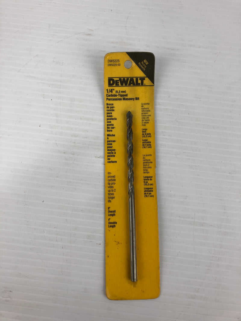 Dewalt DW5225 1/4" Carbide Tipped Percussion Masonry Bit