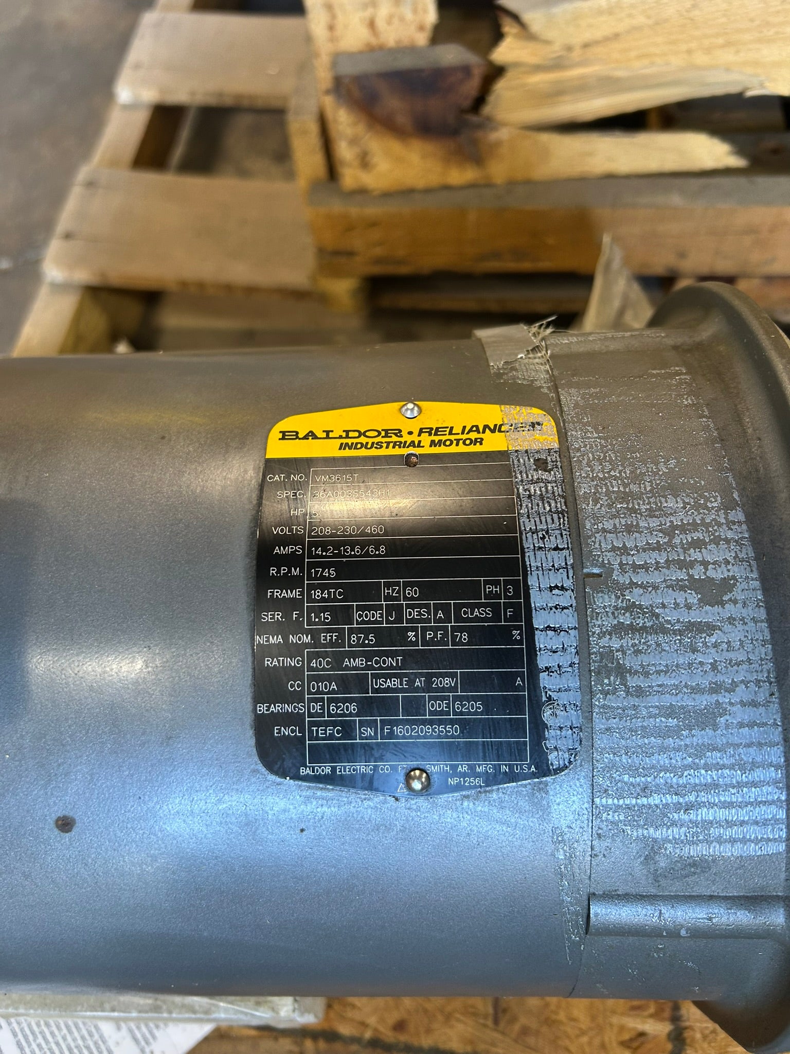 Baldor Reliance VM3615T 5HP 3PH TEFC Industrial Electric Motor 208-230/460V