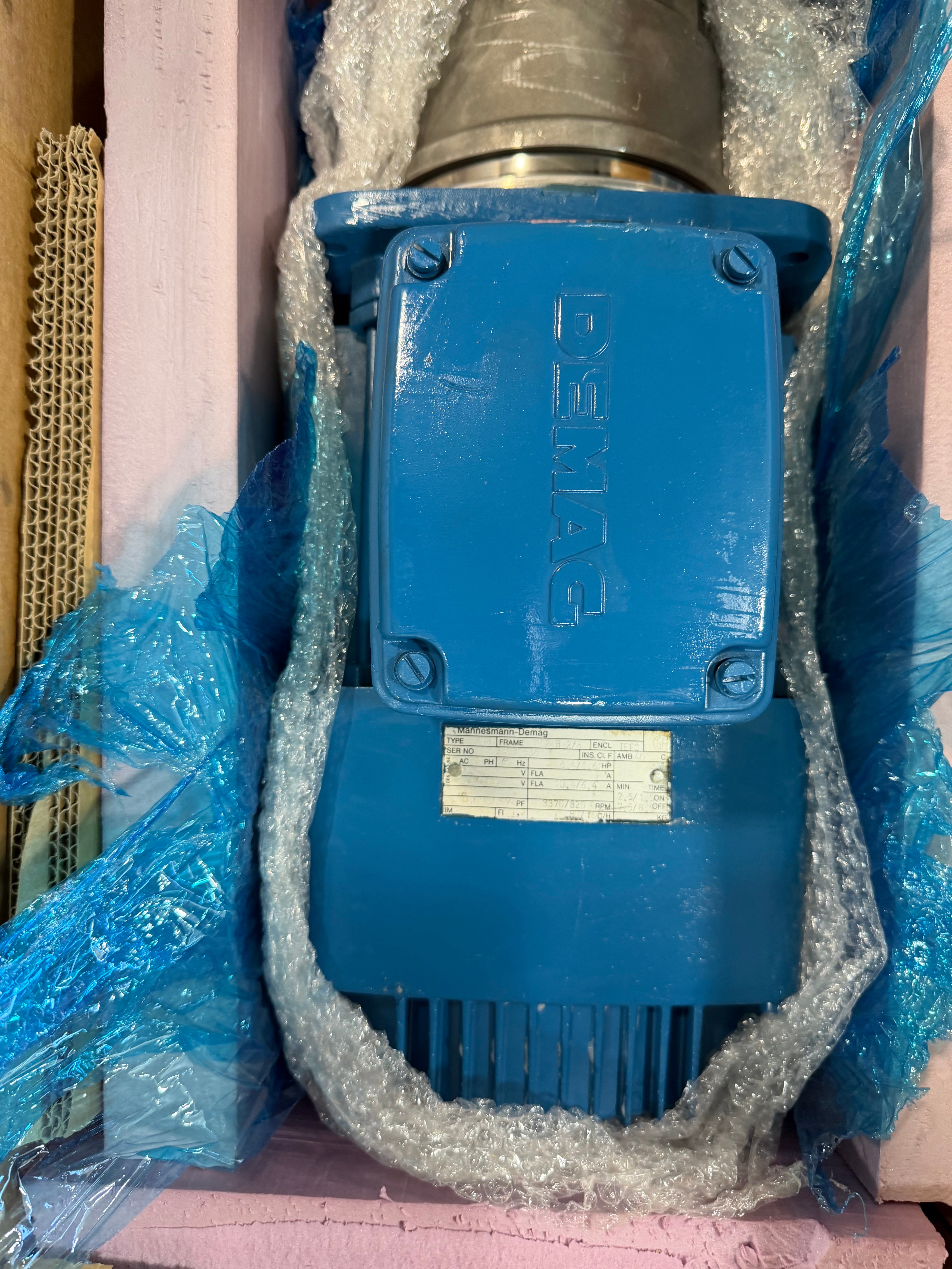 Demag KMH Hoist Motor 1.6HP 400V 3PH 3370/820RPM TEFC Brake Motor