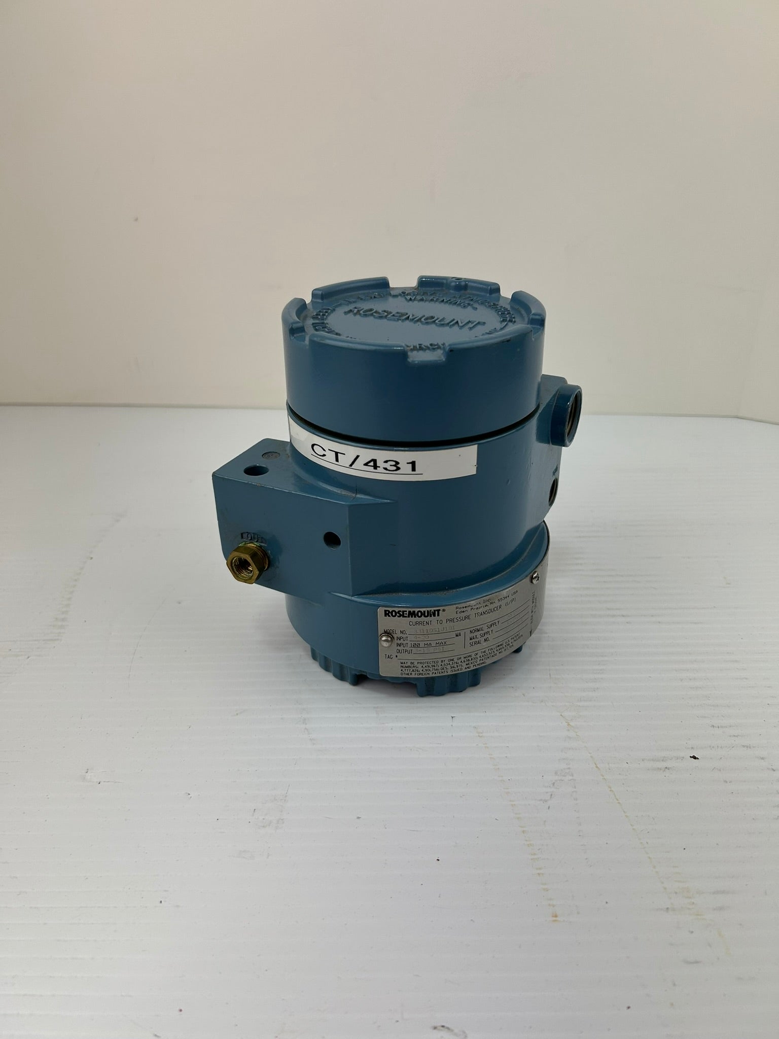 Rosemount 3311DS1J1B1 Current Pressure Transducer 3-15 PSI