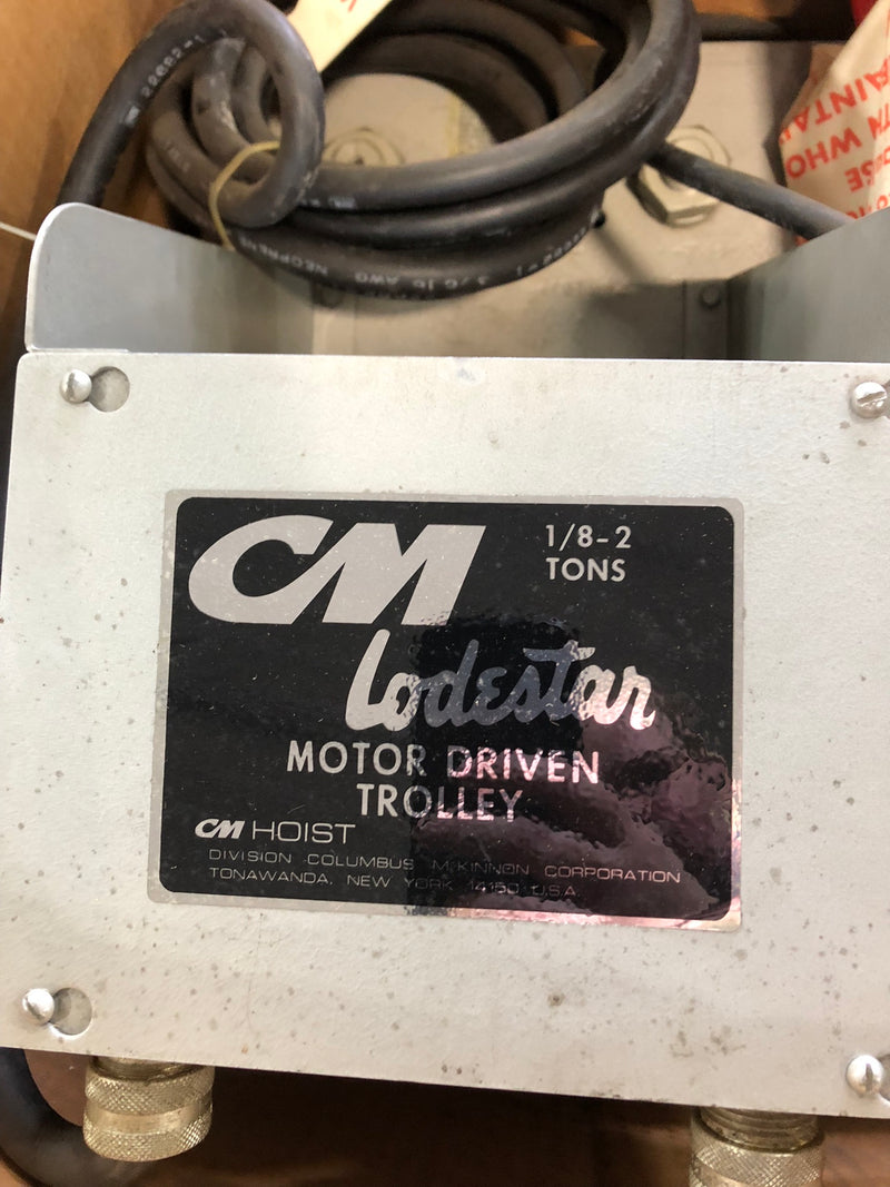 CM Hoist 1/8-2 Ton Lodestar Motor Driven Trolley 3671S 230V 3 PH 75 FPM
