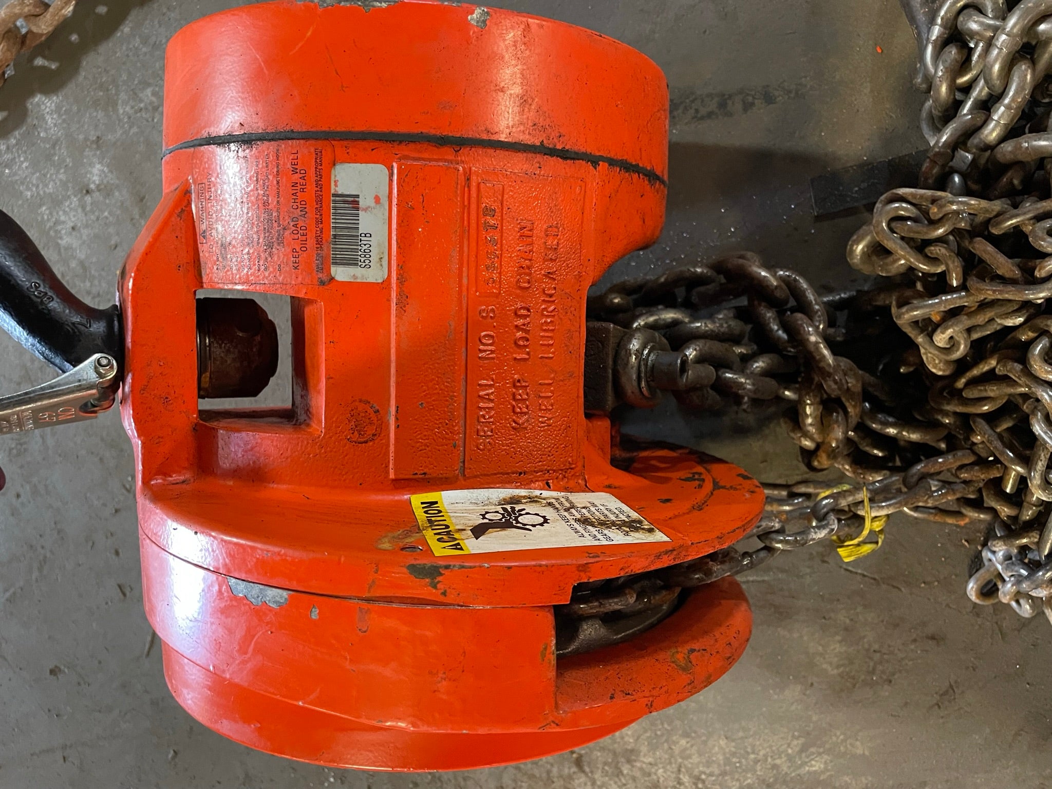 CM Cyclone S5863TB 2 Ton Manual Chain Fall Hoist with Load Limiter