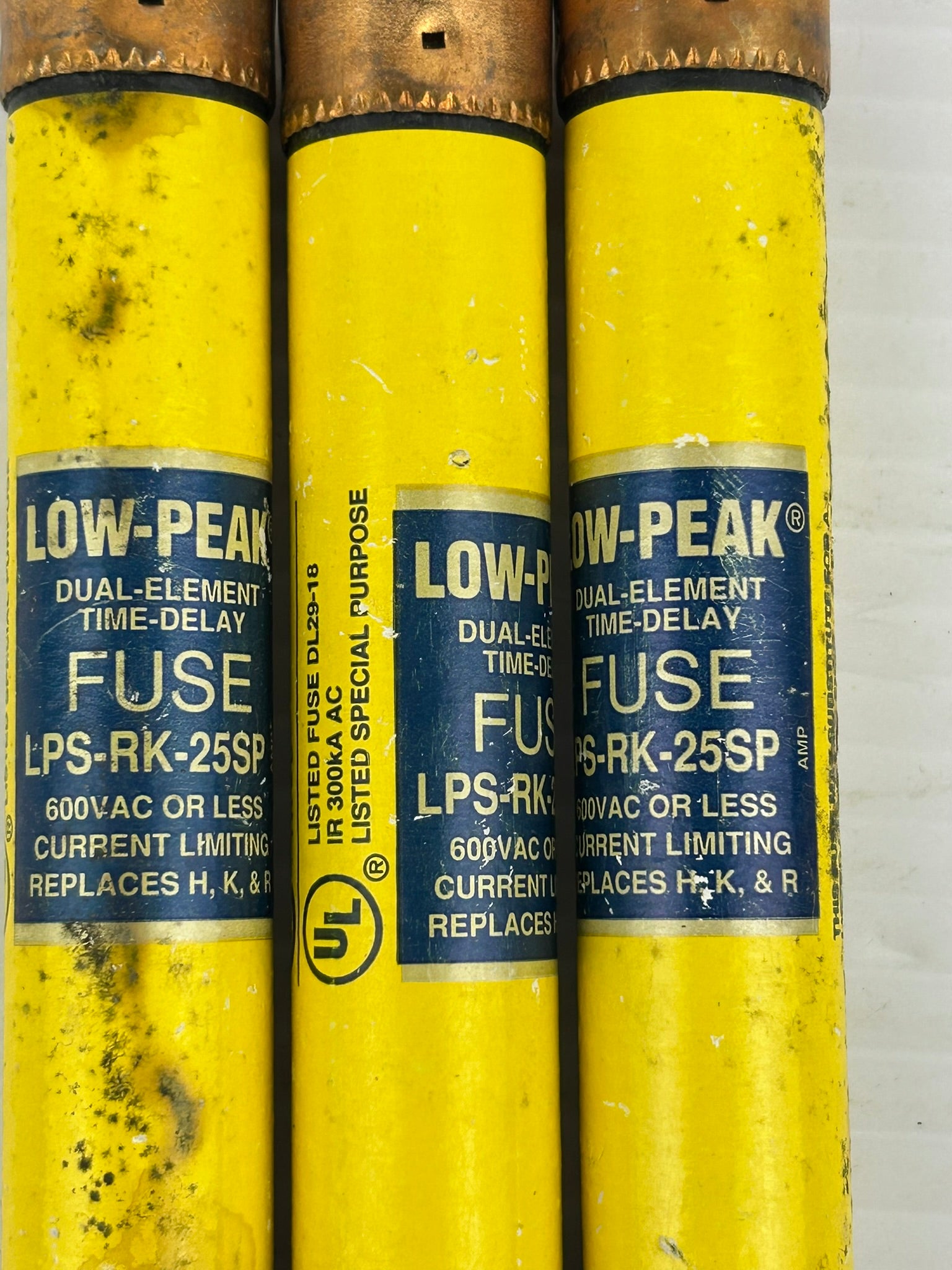 Bussmann LPS-RK-25SP Low Peak Dual Element Time Delay Fuse 25A 600VAC - Lot of 3