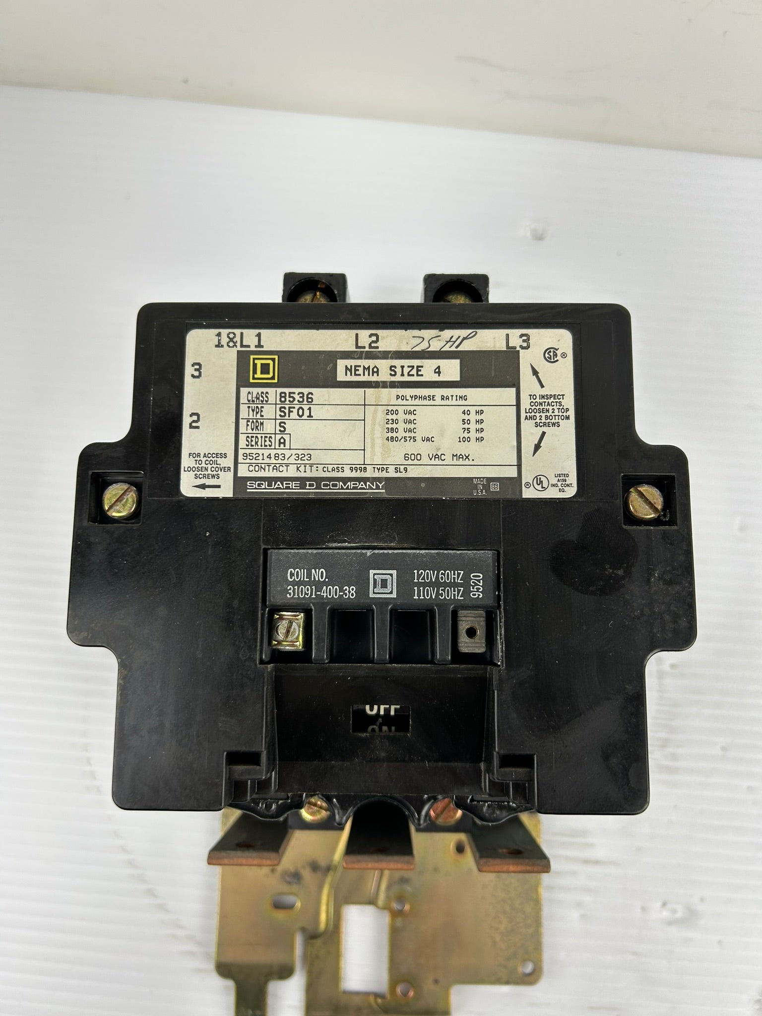 Square D 8536 SF01 Starter Contactor Series A Nema Size 4
