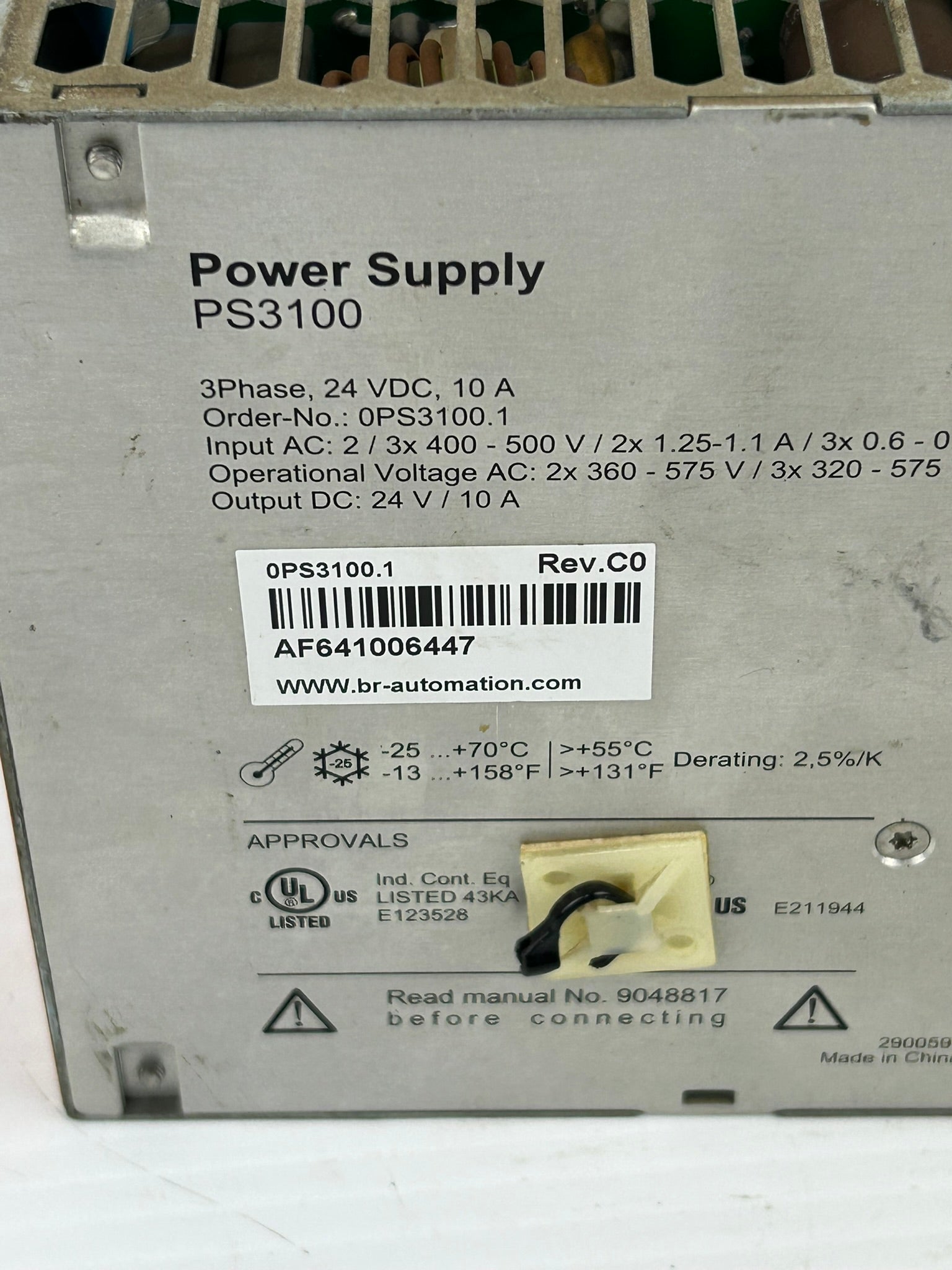 B&R PS3100 Power Supply 3 Phase 24VDC 10A Rev C0
