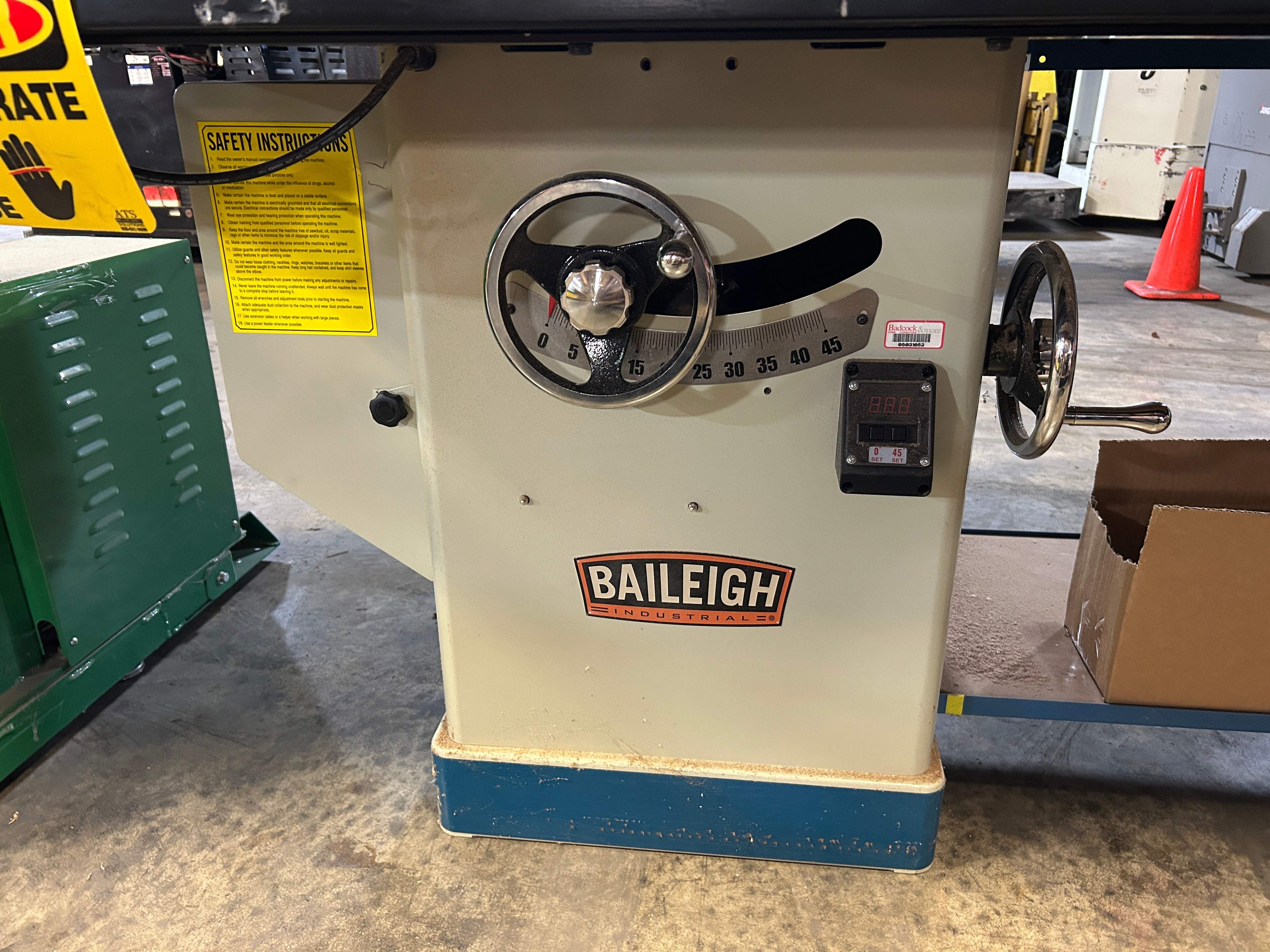 Baileigh Industrial TS-1248P-52 Table Saw Woodworking Equipment 1PH 220V 24A