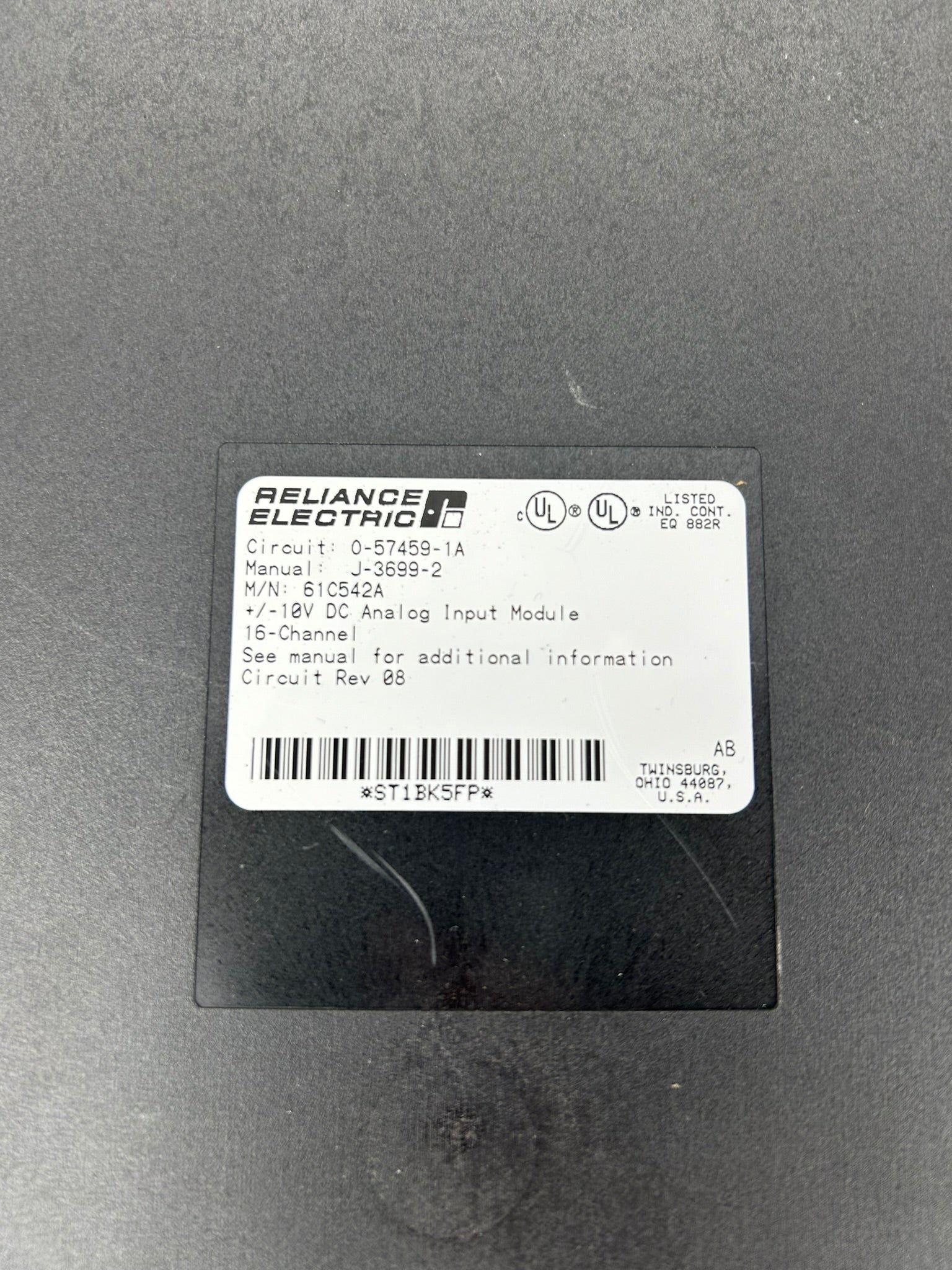 Reliance Electric 61C542A DC Analog Input Voltage Module 0-57459-1A J-3699-2