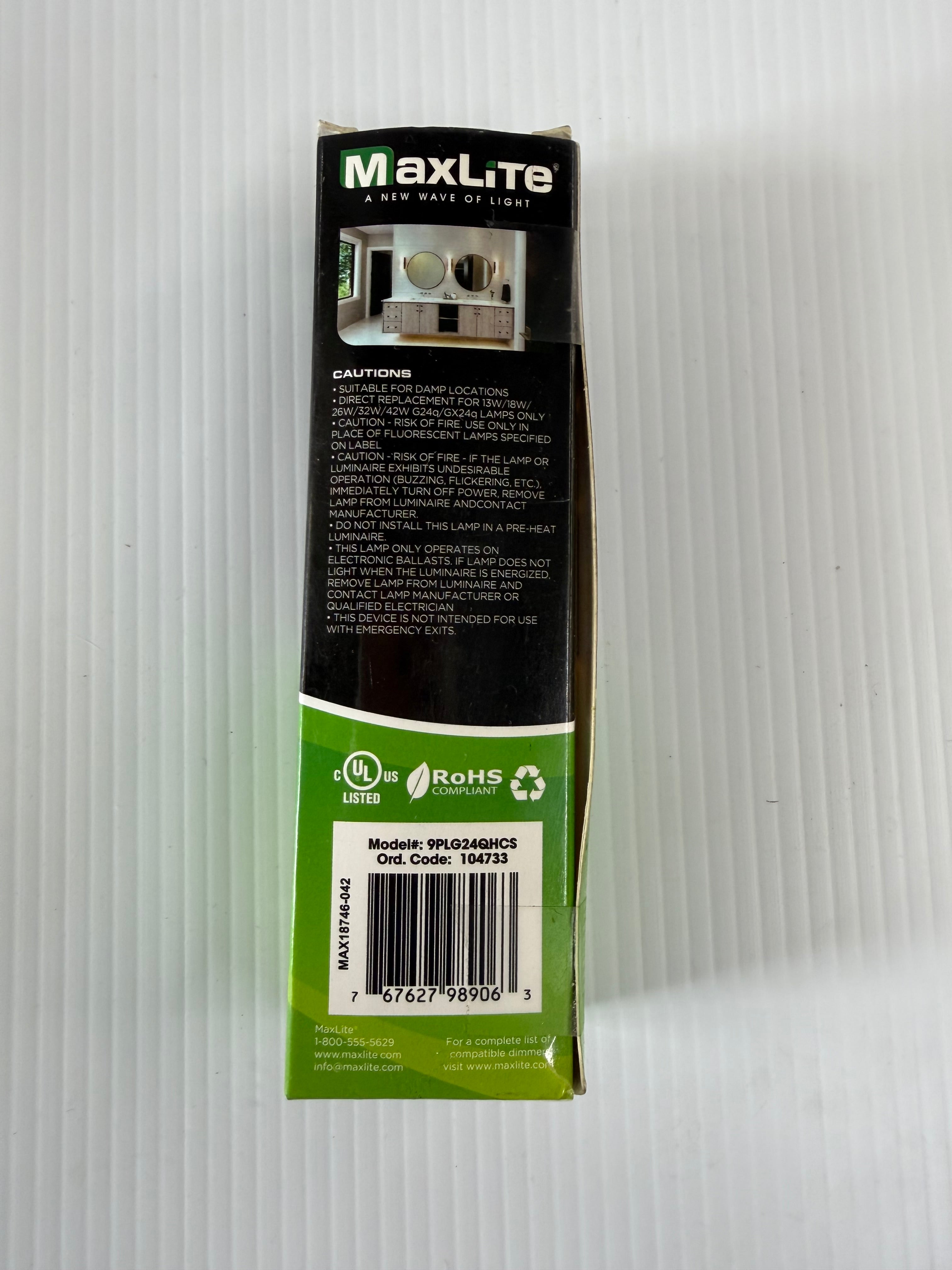Maxlite Dimmable 9PLG24QHCS Fluorescent Replacement Lamp 13W/18W/26W/32W/42W