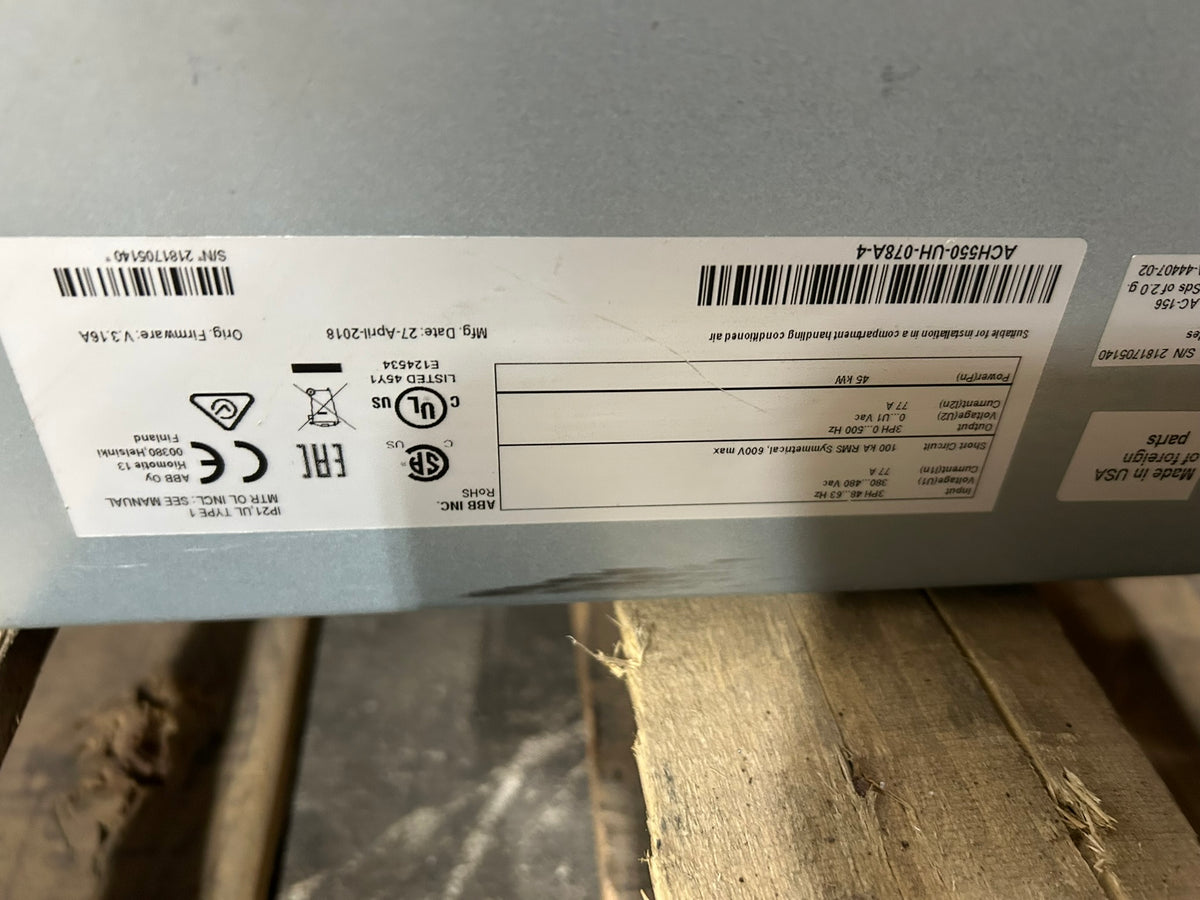 ABB ACH550-UH-078A-4 HVAC Variable Frequency Drive 60HP 45kW 380-480V 3PH