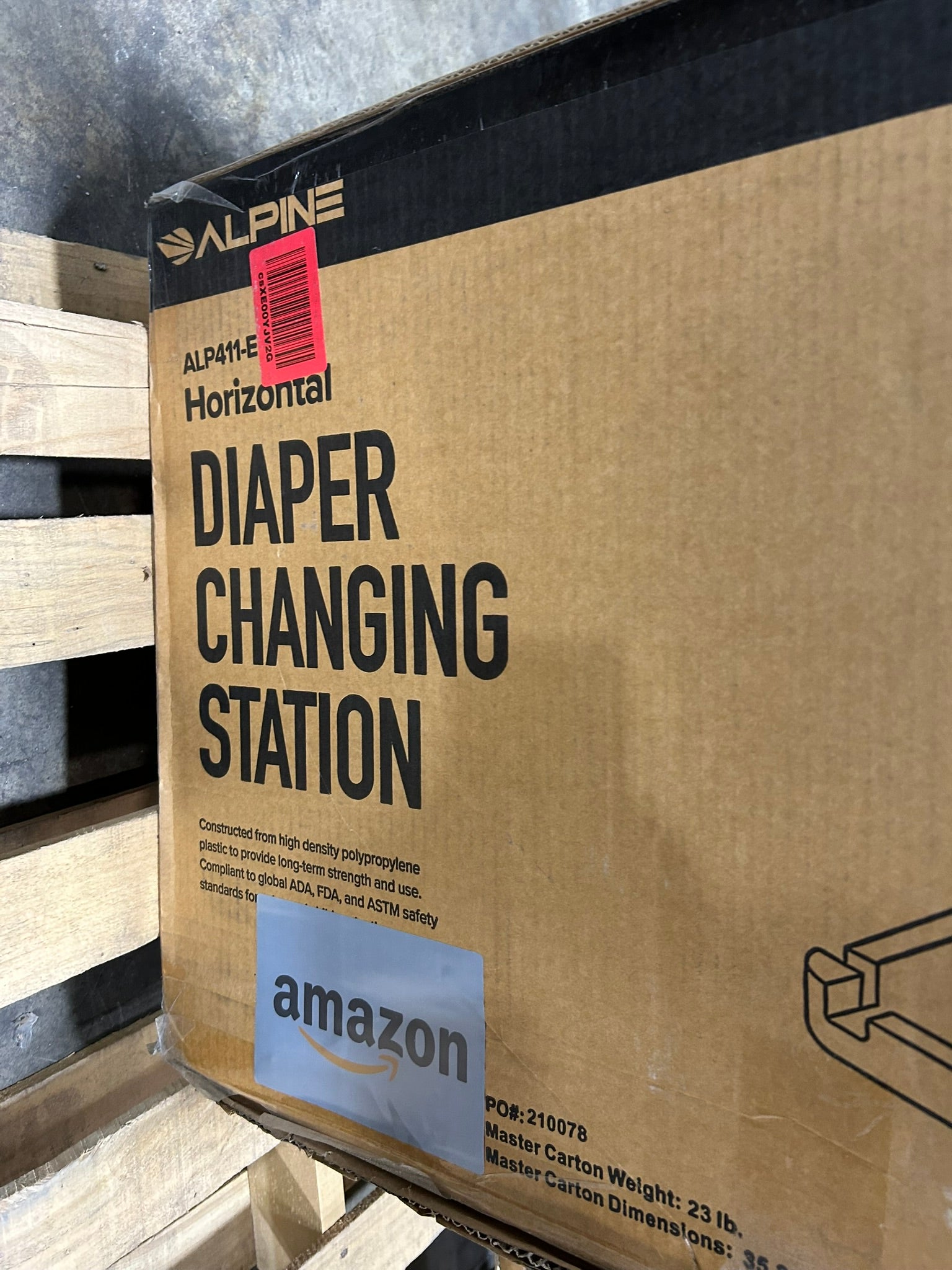 Alpine Horizontal Diaper Changing Station - Wall Mount 20" x 33" x 19"