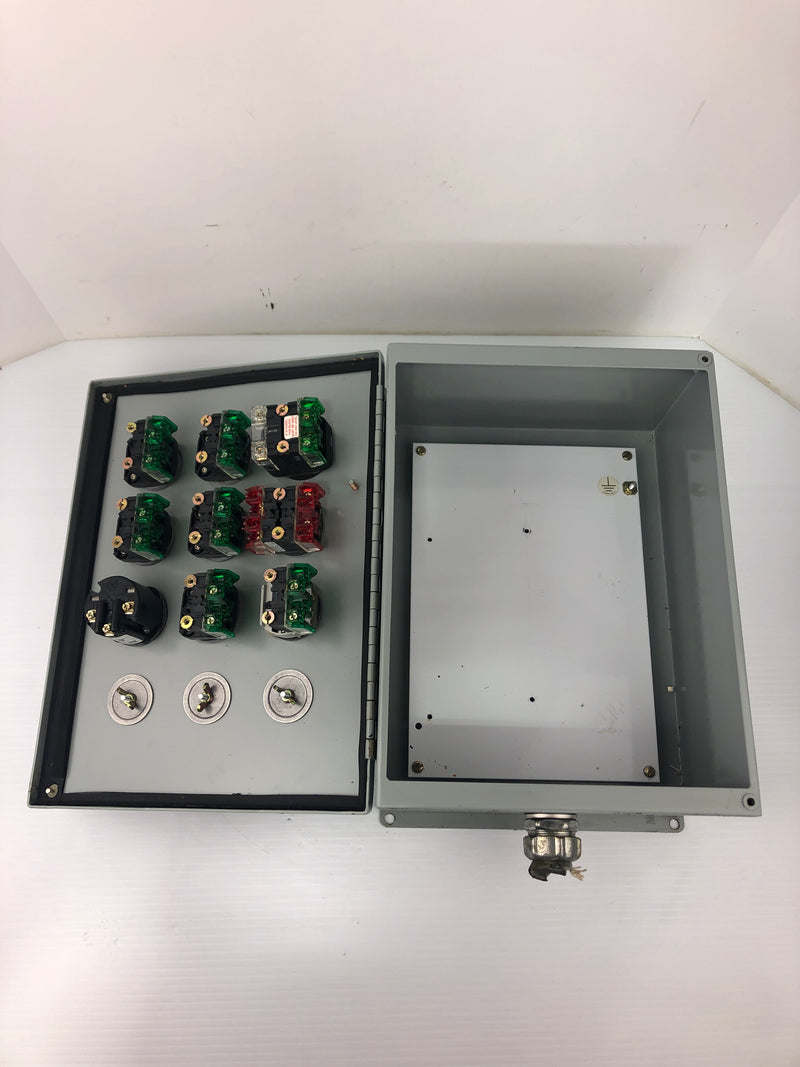 Hoffman E12PBY25 Industrial Enclosure with Allen-Bradley Pushbutton Switches