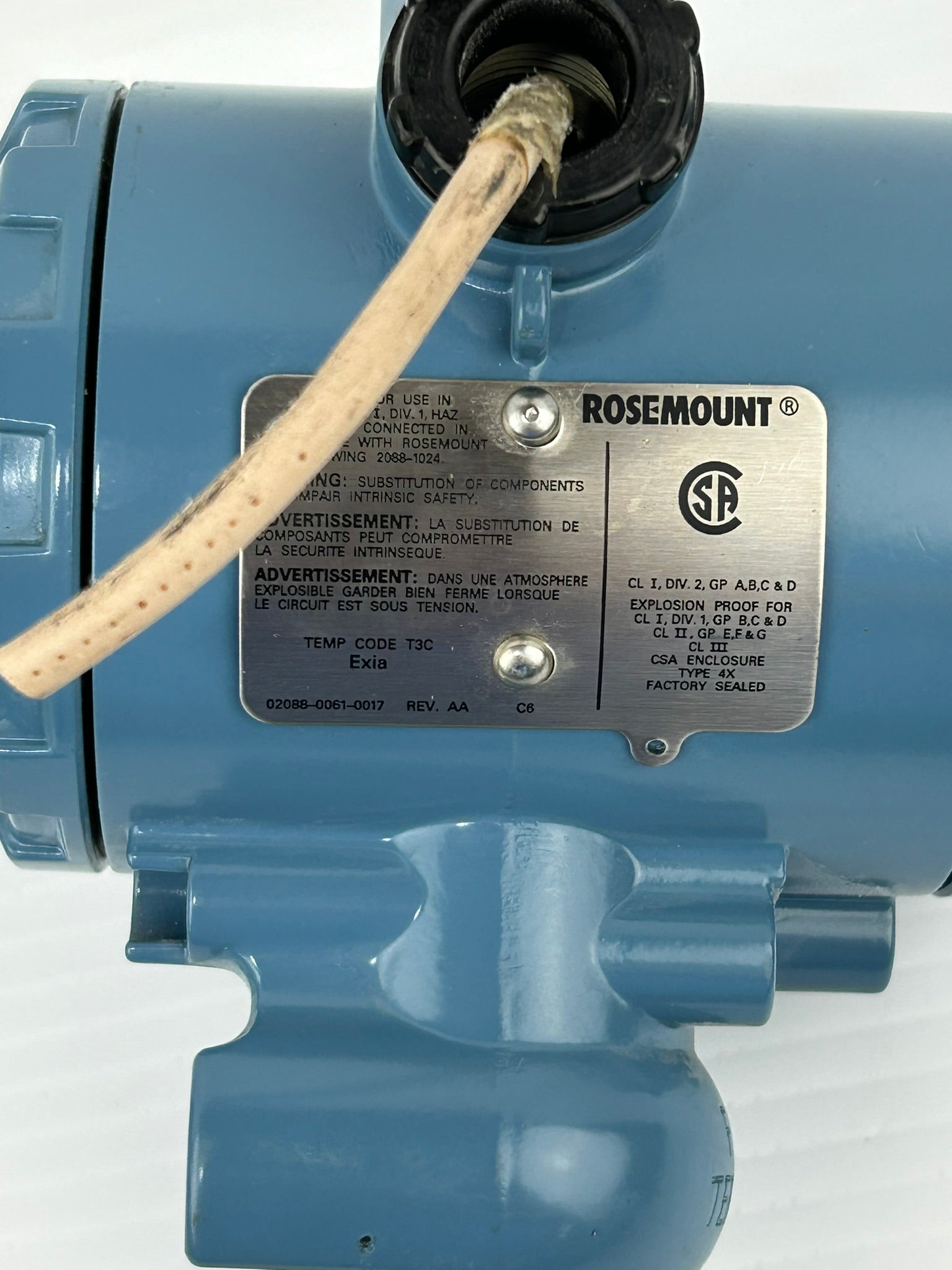 Rosemount 2088G2S22A1B4 Pressure Transmitter Rev AA 02088-0061-0017