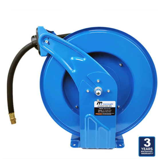 Industrial Hose Reel Air Water 3/8" x 50' Hose 300 PSI Macnaught M3D-AW-37550 ***