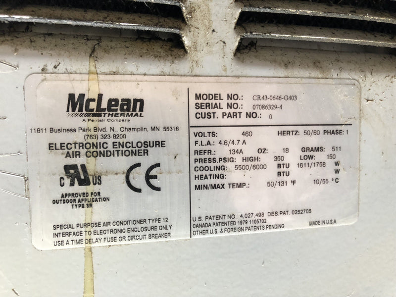 McLean Thermal CR43-0646-G403 Electronic Enclosure Air Conditioner 07086329-4