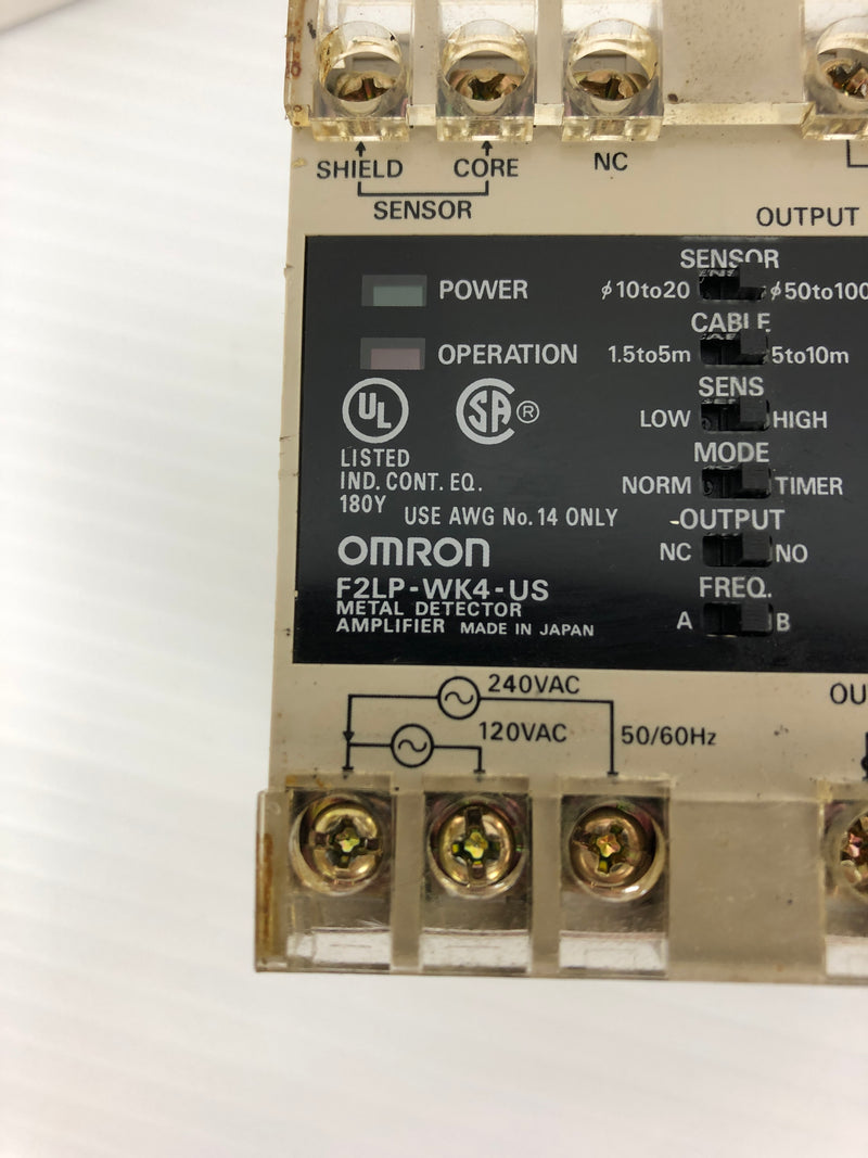 Omron F2LP-WK4-US Metal Detector Amplifier 250VAC 100mA 3A 50/60Hz