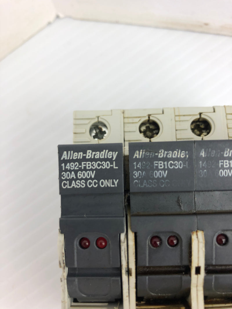 Allen-Bradley 1492-FB3C30-L Fuse Holder Ser. B 600V 30A 4P