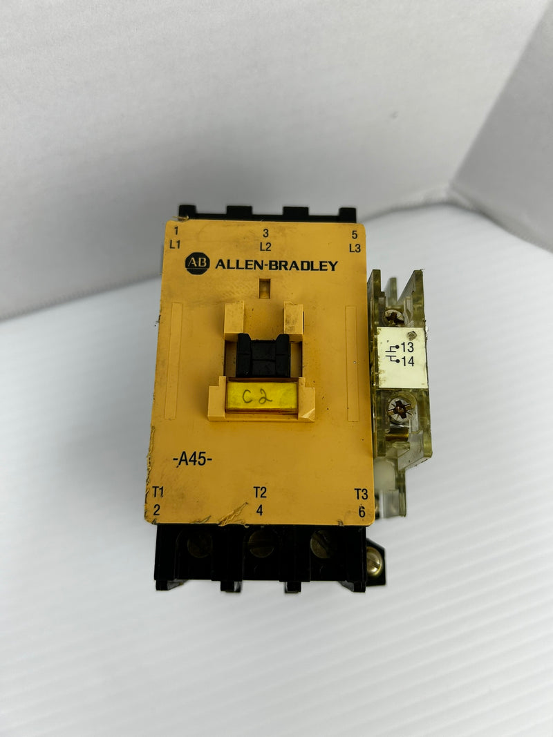 Allen-Bradley 100-A45N*3 Contactor Ser. C 40HP 3PH With 195-GA10 Aux. Contact