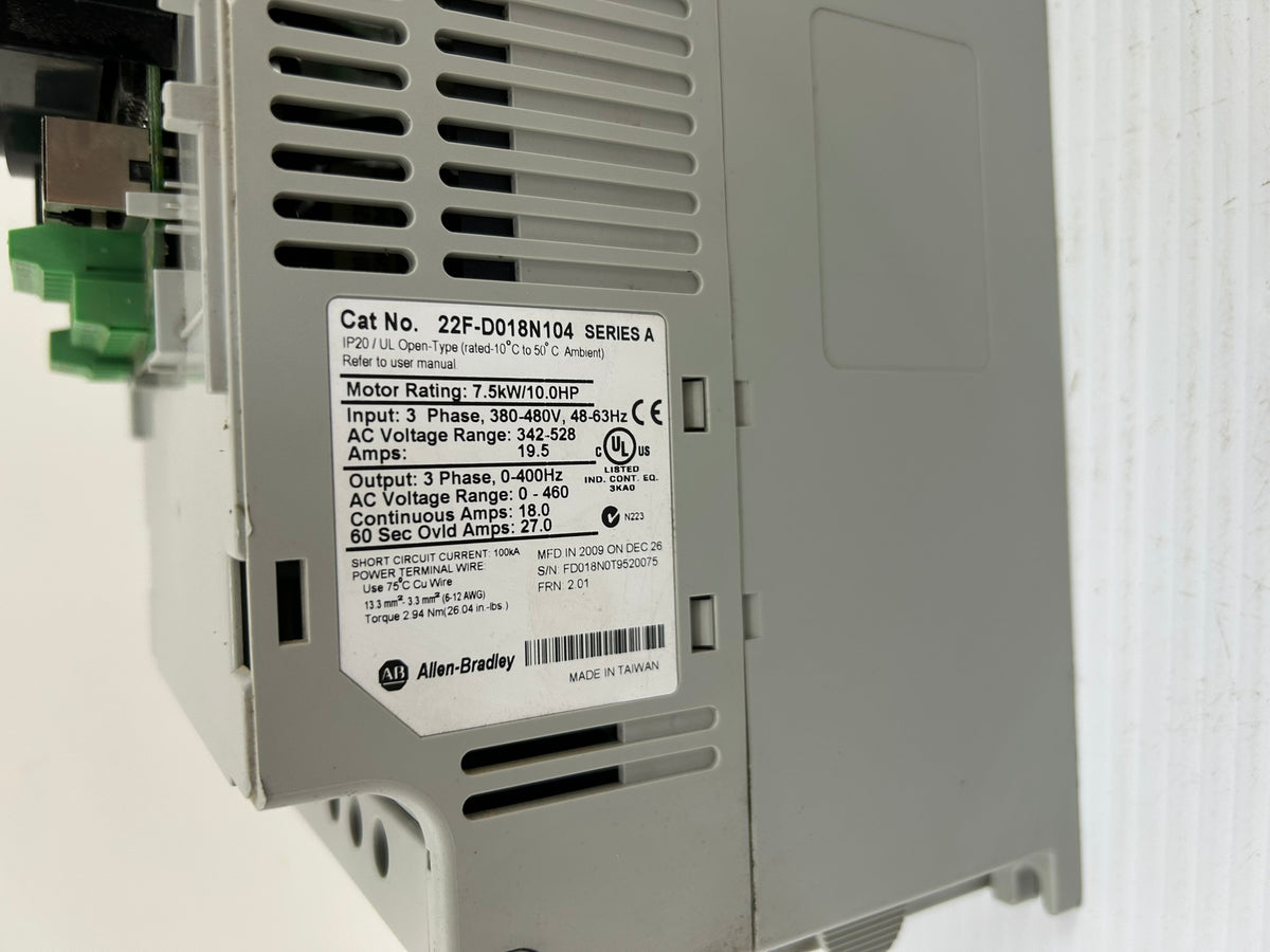 Allen Bradley 22F-D018N104 PowerFlex 4M AC Drive Series A - No Cover