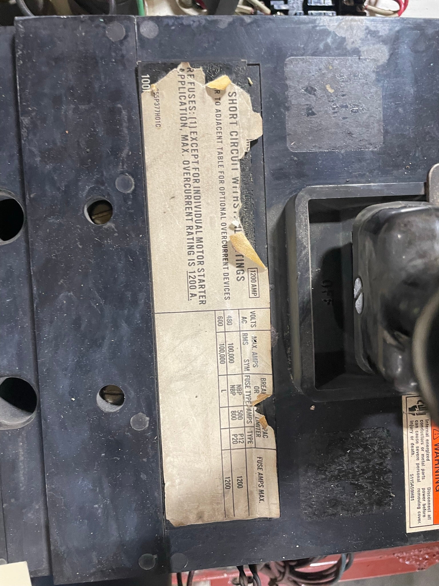 Westinghouse Circuit Breaker 1200A Remote Switch NB31200WK 3 Pole 752B682G06