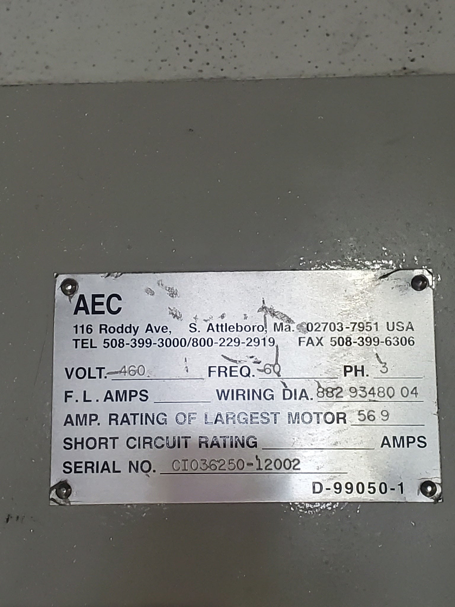 AEC 50HP Plastic Granulator Grinder 1820 18" x 20" 460V 3PH Industrial