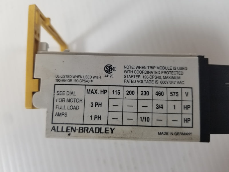 Allen-Bradley 190-P016 Motor Protection Trip Block