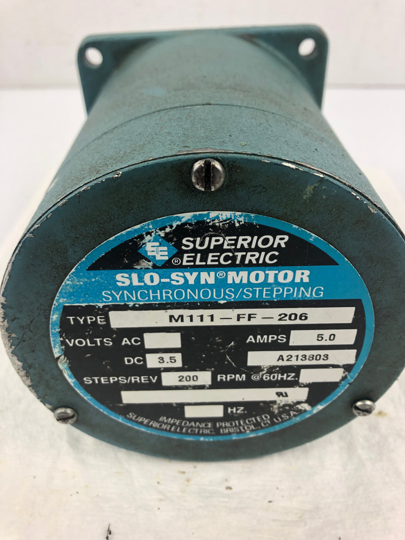 Superior Electric M111-FF-206 SLO-SYN Stepping Motor 200 RPM 5.0A 3.5VDC
